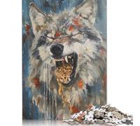 Funny Angry Gray Wolf Food Puzzle Impossible 1000 Pezzi Decorazione Per La Casa. Giochi Rilassamento E Intelligence Per Adulti E Bambini Da 12 Anni 1000pcs (75x50cm)