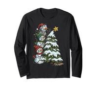 Funny Angry Snowmen Topper Stack Decorating Christmas Tree Maglia a Manica