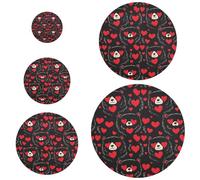 Funny Animal Bear Valentine Red Black 5 pz coperture per ciotole per pane stretch in 5 dimensioni coperture per alimenti per frutta cibo avanzi pasta pane lievitazione