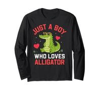 Funny Animal Crocodile, Just a Boy Who Loves Alligator Maglia a Manica