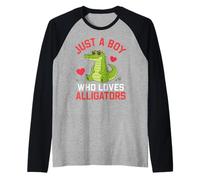 Funny Animal Crocodile, Just a Boy Who Loves Alligators Maglia con Maniche Raglan