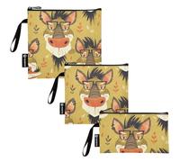 Funny Animal Faces - Confezione da 3 borse riutilizzabili da viaggio per snack, impermeabili, per picnic, lavoro, viaggi, ufficio