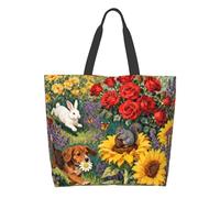 Funny Animals Garden Flowers Sacchetto Della Spesa Impermeabile Borsa Per Il Trasporto Portatile Borsetta Per Viaggi Shopping Casa