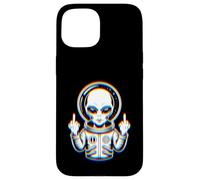 Funny Astronaut Alien Flipping Middle Finger Custodia per iPhone 15
