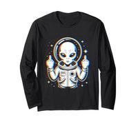 Funny Astronaut Alien Flipping Middle Finger Maglia a Manica