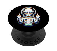 Funny Astronaut Alien Flipping Middle Finger PopSockets PopGrip Adesivo