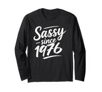 Funny Attitude Sassy Since 1976 Retro Mama Wife Sass Queen Maglia a Manica
