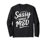 Funny Attitude Sassy Since 1980 Retro Mama Wife Sass Queen Maglia a Manica
