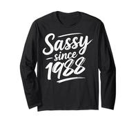 Funny Attitude Sassy Since 1988 Retro Mama Wife Sass Queen Maglia a Manica
