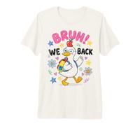 Funny Back To School Duck Bruh We Back First Day Kids Maglietta Premium