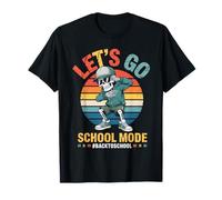 Funny Back to School Vibes Retro Skeleton School Mode Kids Maglietta