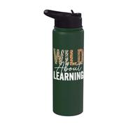 Funny Back to School Wild About Learning Teacher Stainless Steel Insulated Water Bottle