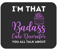 Funny Badass Cake Decorator Bad Ass Best Baker Pastry Chef Tappetino Scrivania Piccolo Mouse Pad Bordi Cuciti Tappetino per Mouse for Laptop Lavoro Computer 25X30Cm
