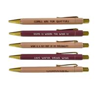 Funny Ballpoint Pens - Add Humour To Writing Instantly, Retractable Smooth Ink Design Vibrant, 5 Pieces Fast-Drying + Novelty Quotes, Premium Material Durable, - For Office & Daily Journaling, Meeting