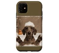 Funny Bathtub Dog Dachshund Selfie Custodia per iPhone 11