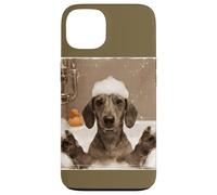 Funny Bathtub Dog Dachshund Selfie Custodia per iPhone 13