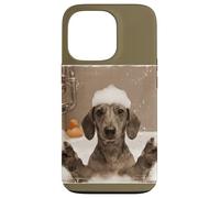 Funny Bathtub Dog Dachshund Selfie Custodia per iPhone 13 Pro