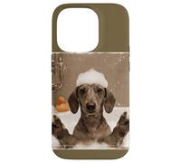 Funny Bathtub Dog Dachshund Selfie Custodia per iPhone 14 Pro