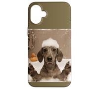 Funny Bathtub Dog Dachshund Selfie Custodia per iPhone 16 Plus