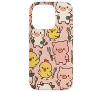 Funny BBQ Farm Animals Kawaii Barnyard Crew Pattern Custodia per iPhone 14 Pro