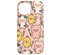 Funny BBQ Farm Animals Kawaii Barnyard Crew Pattern Custodia per iPhone 15
