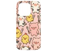 Funny BBQ Farm Animals Kawaii Barnyard Crew Pattern Custodia per iPhone 15 Pro