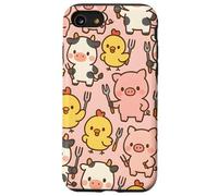 Funny BBQ Farm Animals Kawaii Barnyard Crew Pattern Custodia per iPhone SE (2020) / 7/8