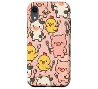 Funny BBQ Farm Animals Kawaii Barnyard Crew Pattern Custodia per iPhone XR