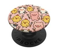 Funny BBQ Farm Animals Kawaii Barnyard Crew Pattern PopSockets PopGrip Adesivo