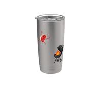 Funny BBQ Grilling Steak Jumping On Grill Bicchiere termico in acciaio inox doppia parete
