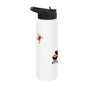 Funny BBQ Grilling Steak Jumping On Grill Stainless Steel Insulated Water Bottle