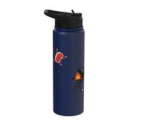 Funny BBQ Grilling Steak Jumping On Grill Stainless Steel Insulated Water Bottle