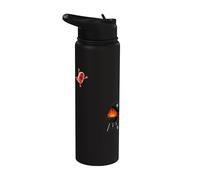Funny BBQ Grilling Steak Jumping On Grill Stainless Steel Insulated Water Bottle
