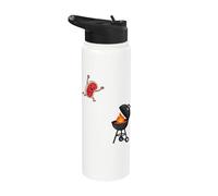 Funny BBQ Grilling Steak Jumping On Grill Stainless Steel Insulated Water Bottle