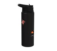 Funny BBQ Grilling Steak Jumping On Grill Stainless Steel Insulated Water Bottle