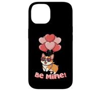Funny Be Mine Valentines Day Heart Balloons Corgi Dog Lover Custodia per iPhone 14