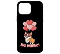 Funny Be Mine Valentines Day Heart Balloons Corgi Dog Lover Custodia per iPhone 16 Pro Max