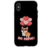 Funny Be Mine Valentines Day Heart Balloons Corgi Dog Lover Custodia per iPhone X/XS