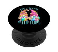 Funny Beach Gnomes For Women Life Is Better In Flip Flops PopSockets PopGrip Adesivo
