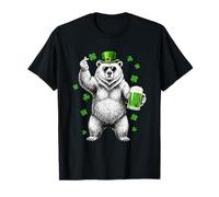 Funny Bear Beer St Patrick’s Day Cool Shamrock Irish Party Maglietta