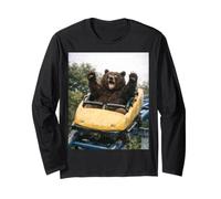 Funny Bear Roller Coaster Meme Silly Graphic Maglia a Manica