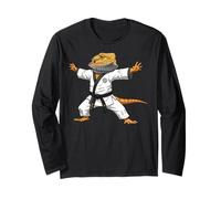 Funny Bearded Dragons Doing Karate Samurai Ninja Lizard Maglia a Manica