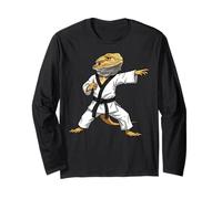 Funny Bearded Dragons Doing Karate Samurai Ninja Lizard Maglia a Manica