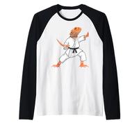 Funny Bearded Dragons Doing Karate Samurai Ninja Lizard Maglia con Maniche Raglan