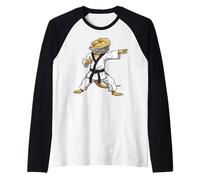 Funny Bearded Dragons Doing Karate Samurai Ninja Lizard Maglia con Maniche Raglan