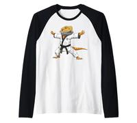 Funny Bearded Dragons Doing Karate Samurai Ninja Lizard Maglia con Maniche Raglan
