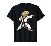 Funny Bearded Dragons Doing Karate Samurai Ninja Lizard Maglietta