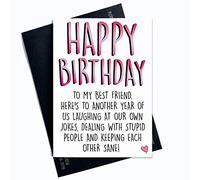 Funny Best Friend biglietti di compleanno, biglietti di auguri di buon compleanno ridere scherzi Banter Best Friend Cards Keeping each other sane scherzi PC406