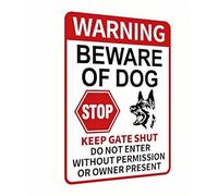 Funny Beware Of Dog Warning, No Trespassing, Keep Gate Closed, Do Not Enter Without Permission Targa In Latta Durevole Targhe In Latta Decorazione Targa In Metallo Per Garage Parete Bar 20X30Cm