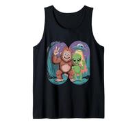 Funny Bigfoot Alien Sasquatch Rock on Hand Segno UFO selfie Canotta